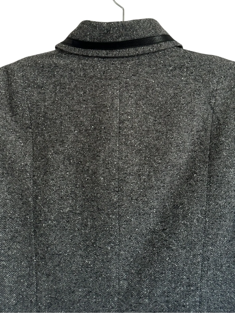 Pendleton Wool Silk Leather Trim Blazer Jacket Size 8 Black White Tweed - Picture 6 of 15